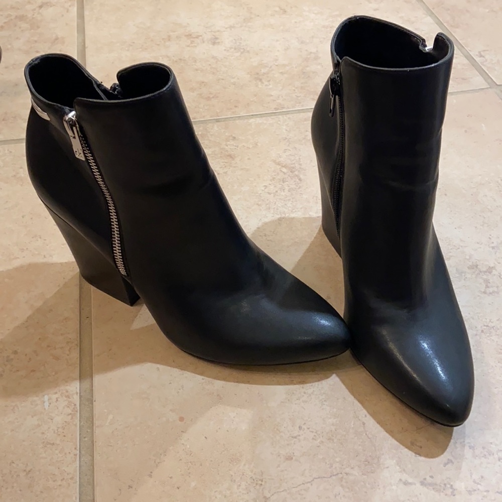 Calvin Klein leather black booties